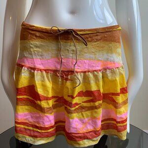 Sauvage california brown & pink pull on swim cover up skirt small